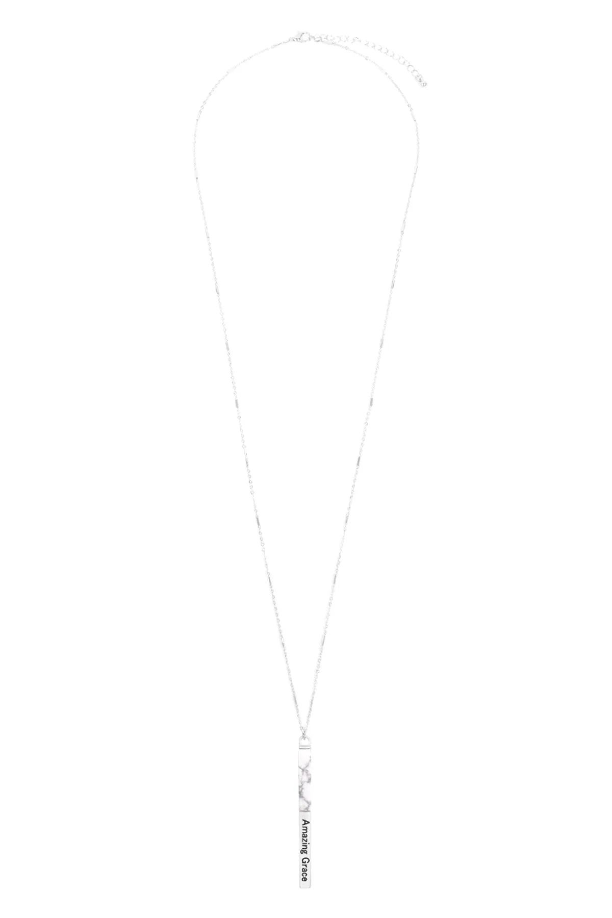 MYN1425 - "AMAZING GRACE" HALF METAL & STONE BAR PENDANT NECKLACE