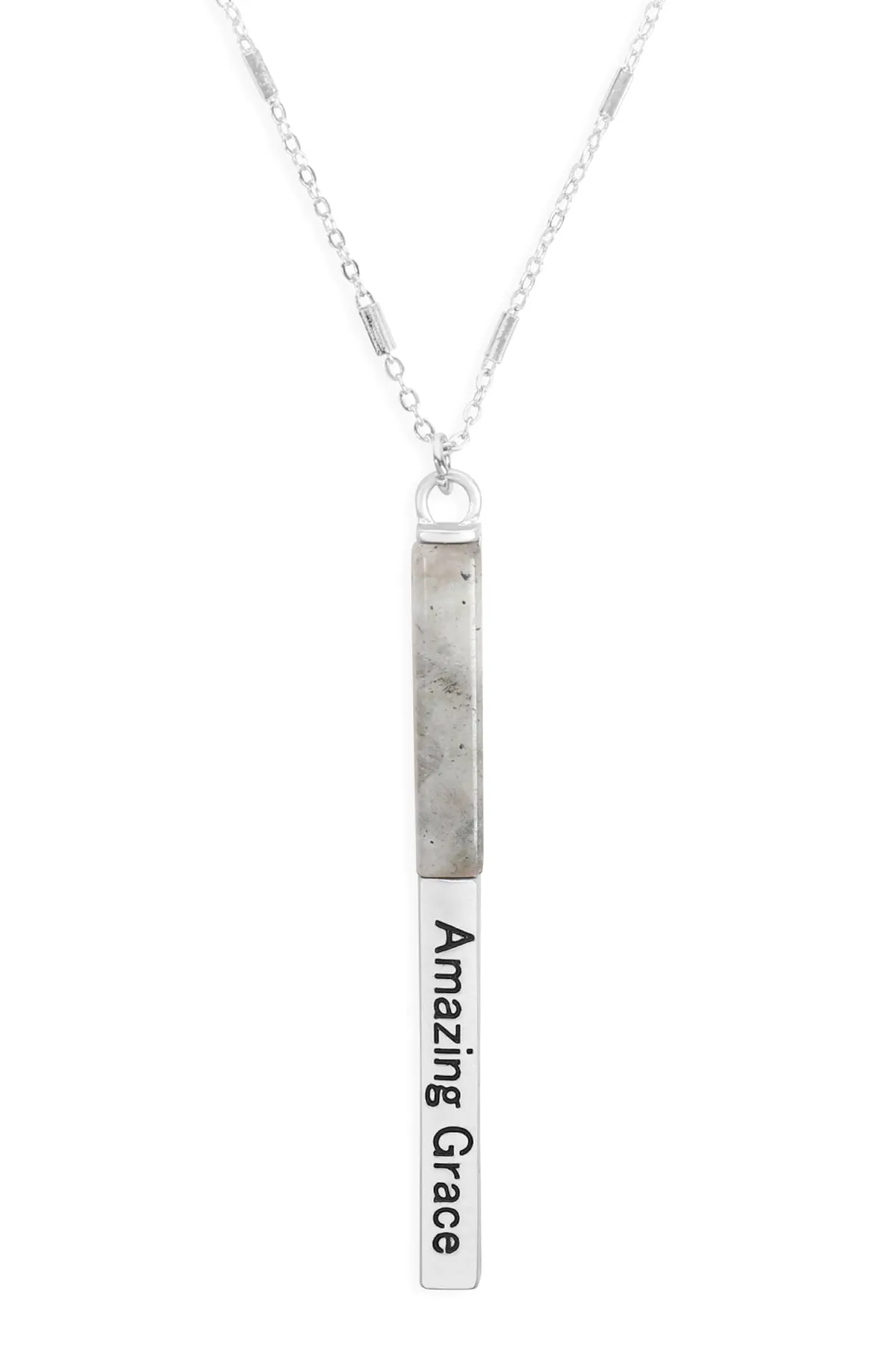 MYN1425 - "AMAZING GRACE" HALF METAL & STONE BAR PENDANT NECKLACE