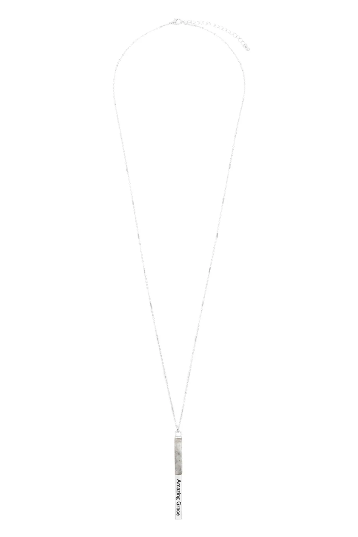 MYN1425 - "AMAZING GRACE" HALF METAL & STONE BAR PENDANT NECKLACE