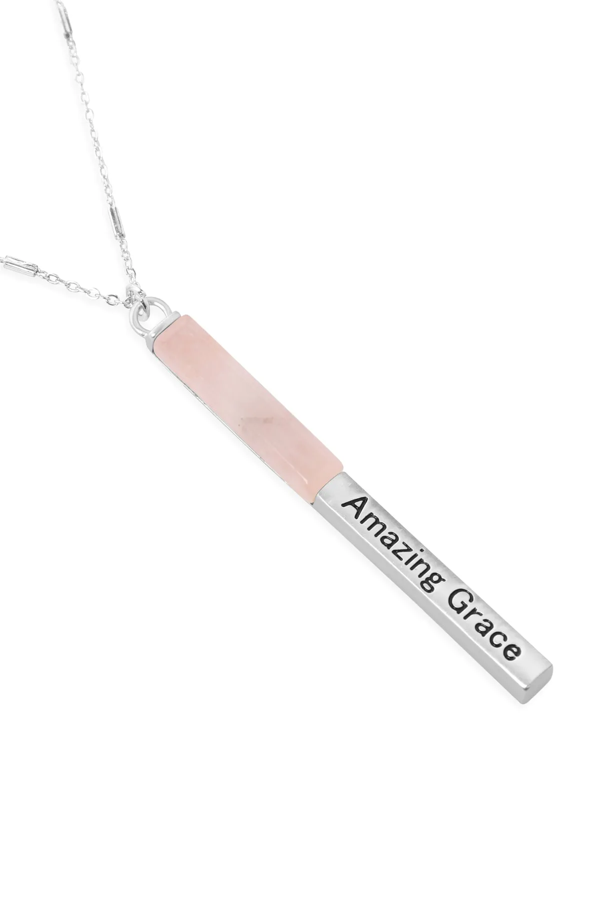 MYN1425 - "AMAZING GRACE" HALF METAL & STONE BAR PENDANT NECKLACE