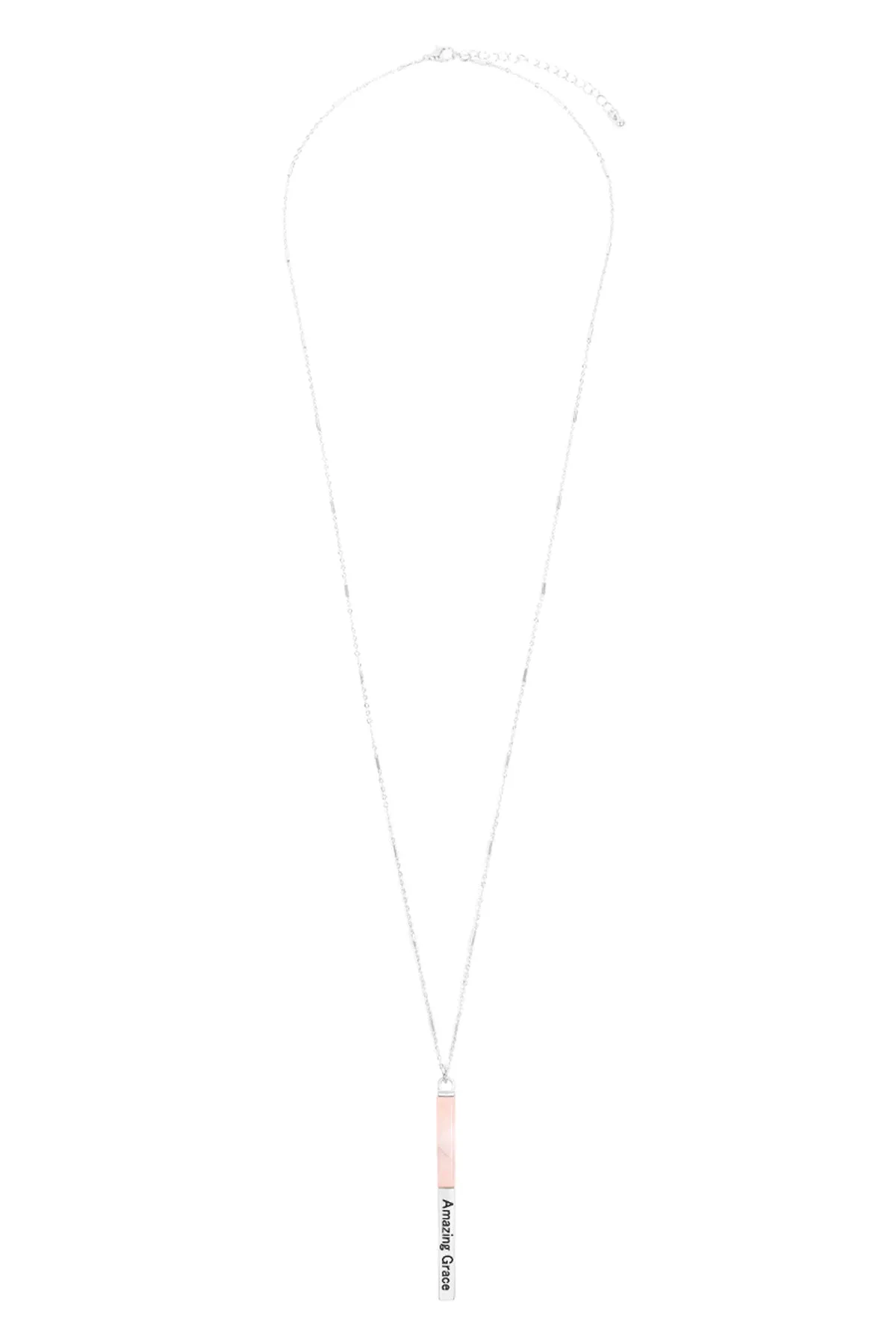 MYN1425 - "AMAZING GRACE" HALF METAL & STONE BAR PENDANT NECKLACE