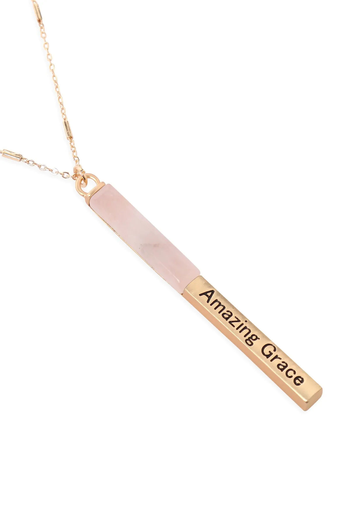 MYN1425 - "AMAZING GRACE" HALF METAL & STONE BAR PENDANT NECKLACE