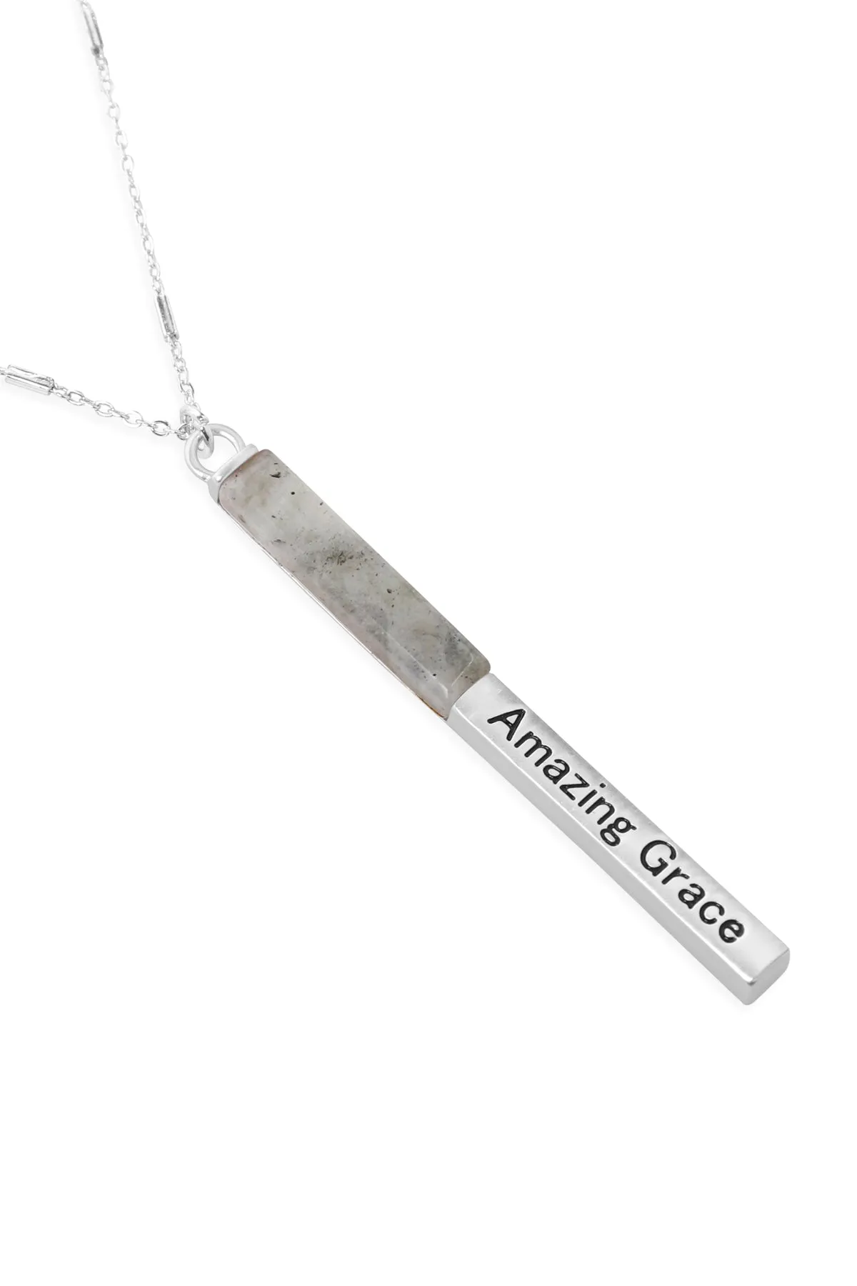 MYN1425 - "AMAZING GRACE" HALF METAL & STONE BAR PENDANT NECKLACE