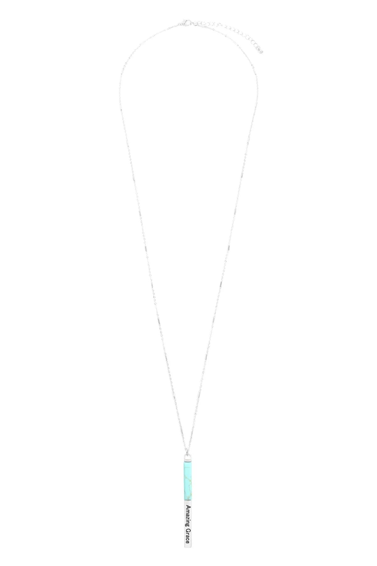 MYN1425 - "AMAZING GRACE" HALF METAL & STONE BAR PENDANT NECKLACE