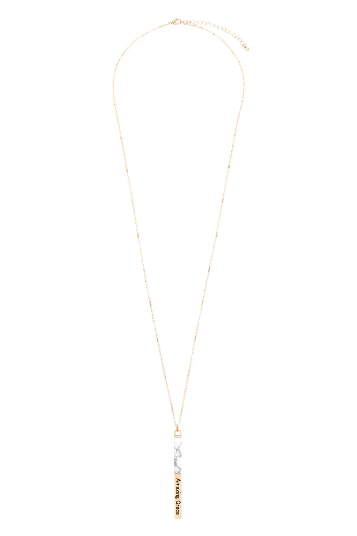 MYN1425 - "AMAZING GRACE" HALF METAL & STONE BAR PENDANT NECKLACE