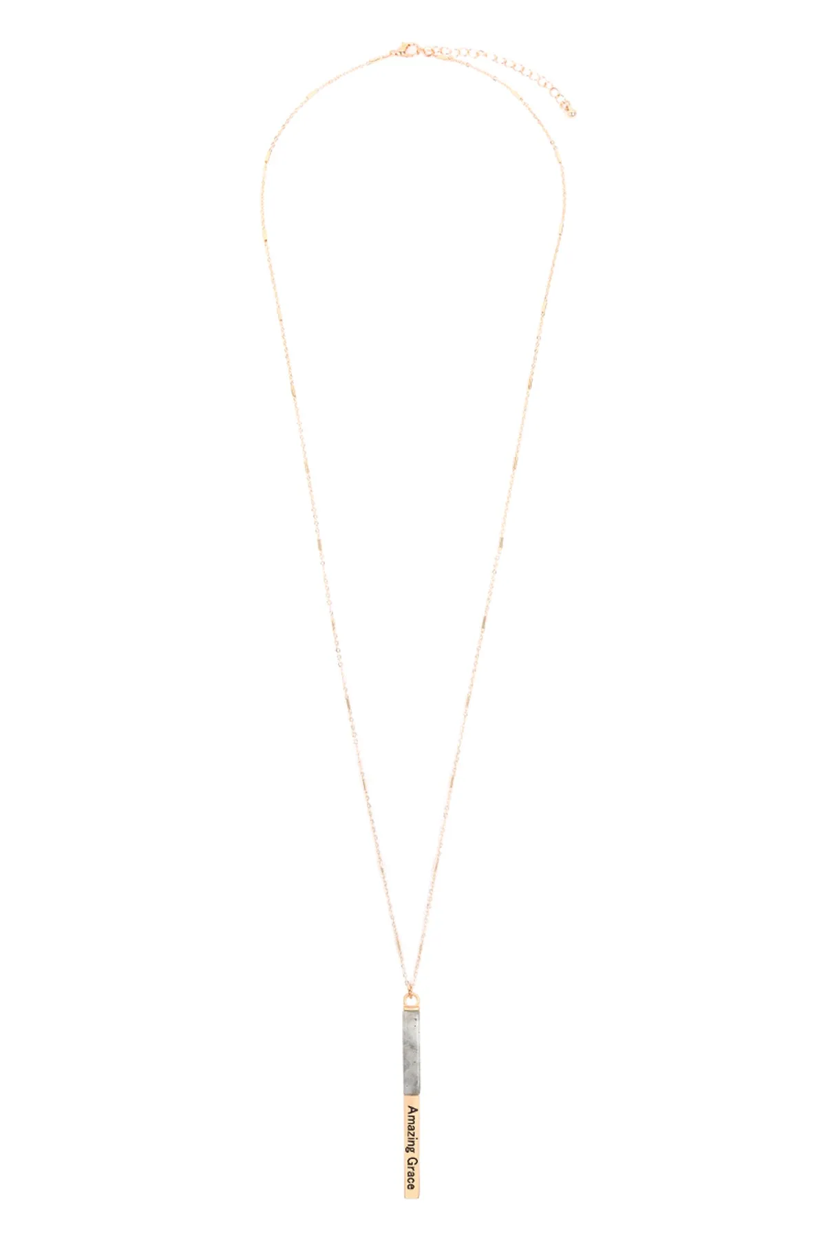 MYN1425 - "AMAZING GRACE" HALF METAL & STONE BAR PENDANT NECKLACE