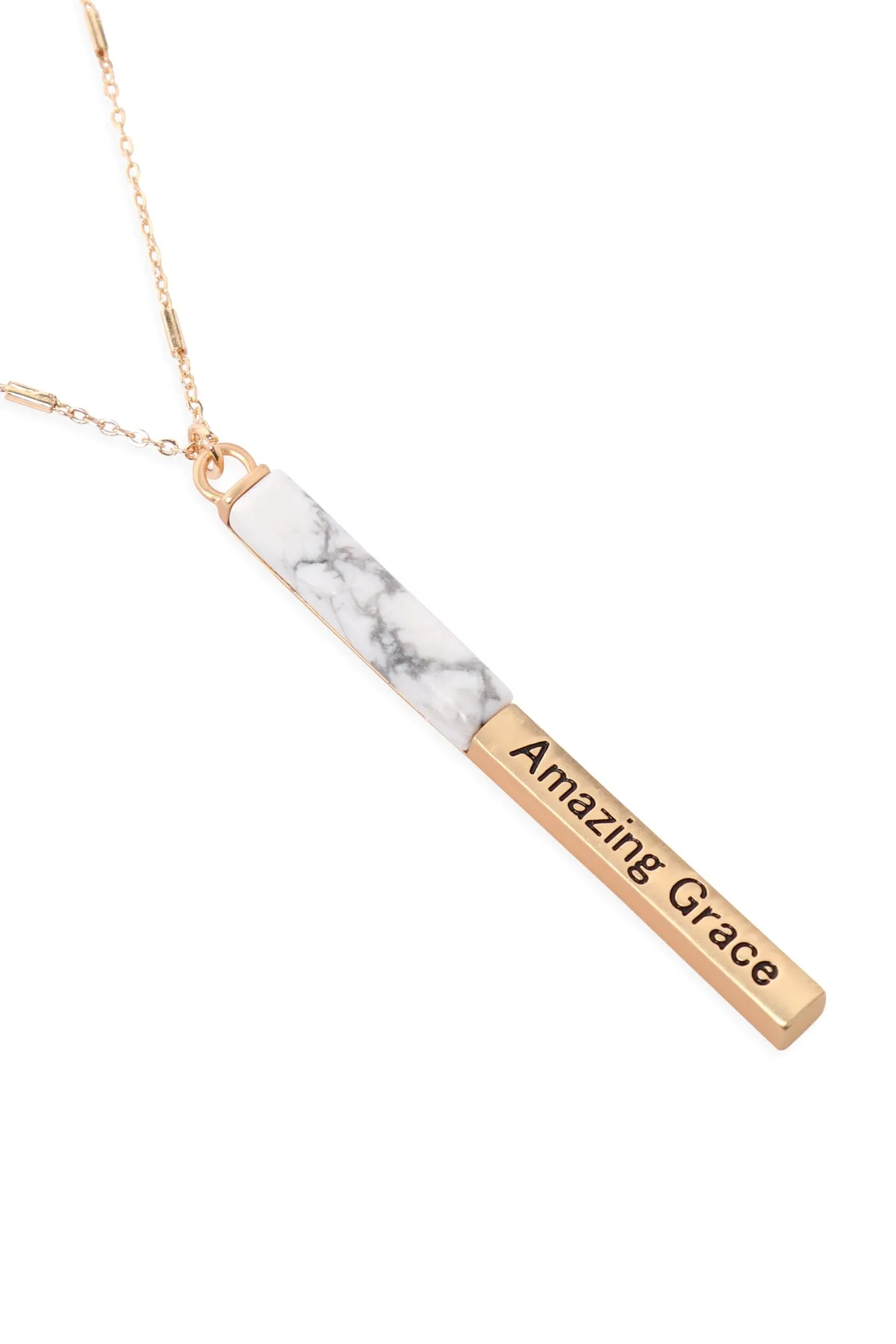 MYN1425 - "AMAZING GRACE" HALF METAL & STONE BAR PENDANT NECKLACE