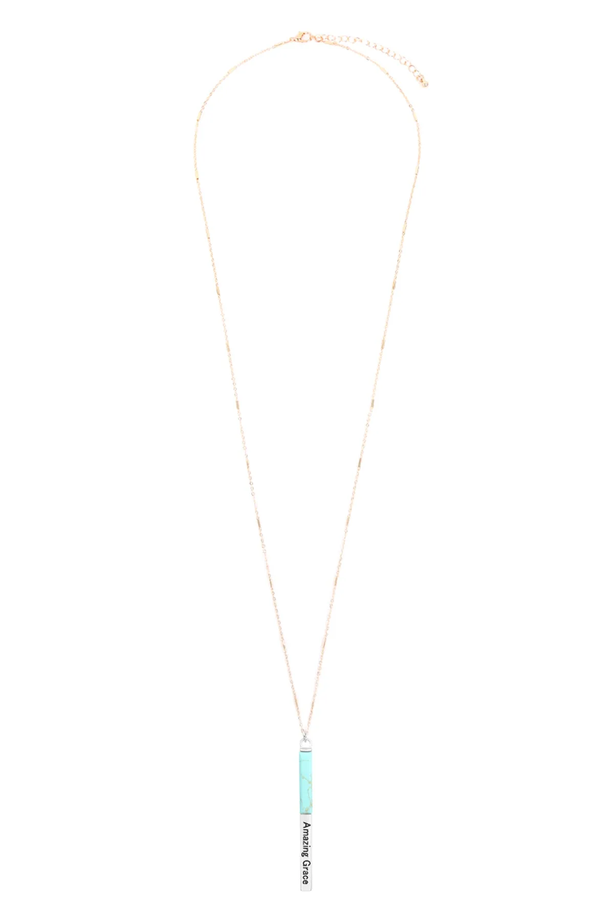 MYN1425 - "AMAZING GRACE" HALF METAL & STONE BAR PENDANT NECKLACE