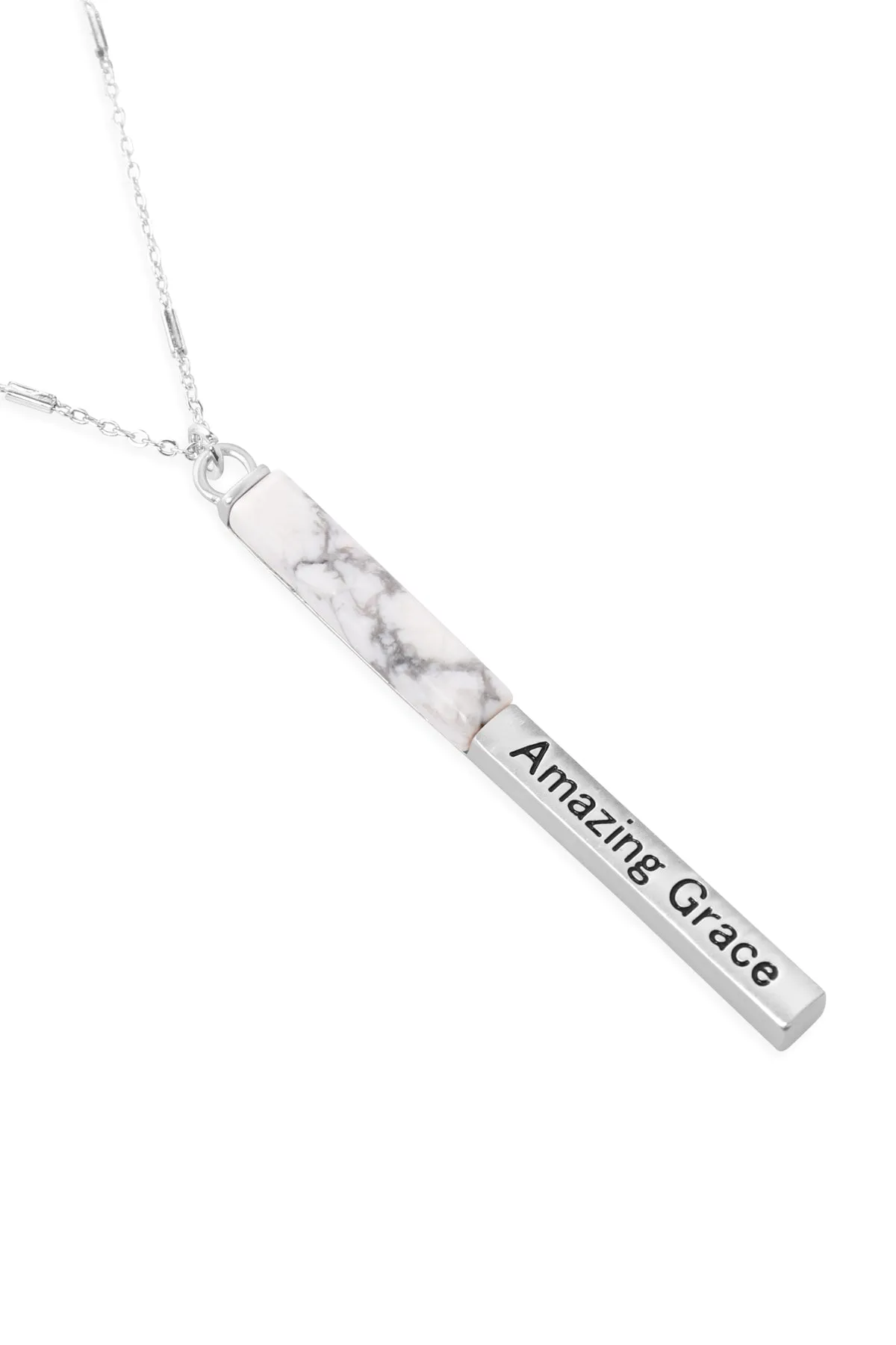 MYN1425 - "AMAZING GRACE" HALF METAL & STONE BAR PENDANT NECKLACE