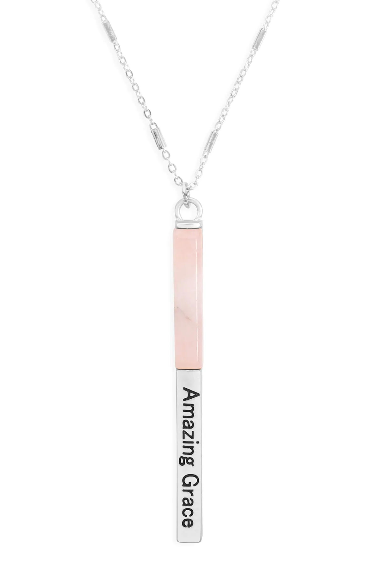 MYN1425 - "AMAZING GRACE" HALF METAL & STONE BAR PENDANT NECKLACE