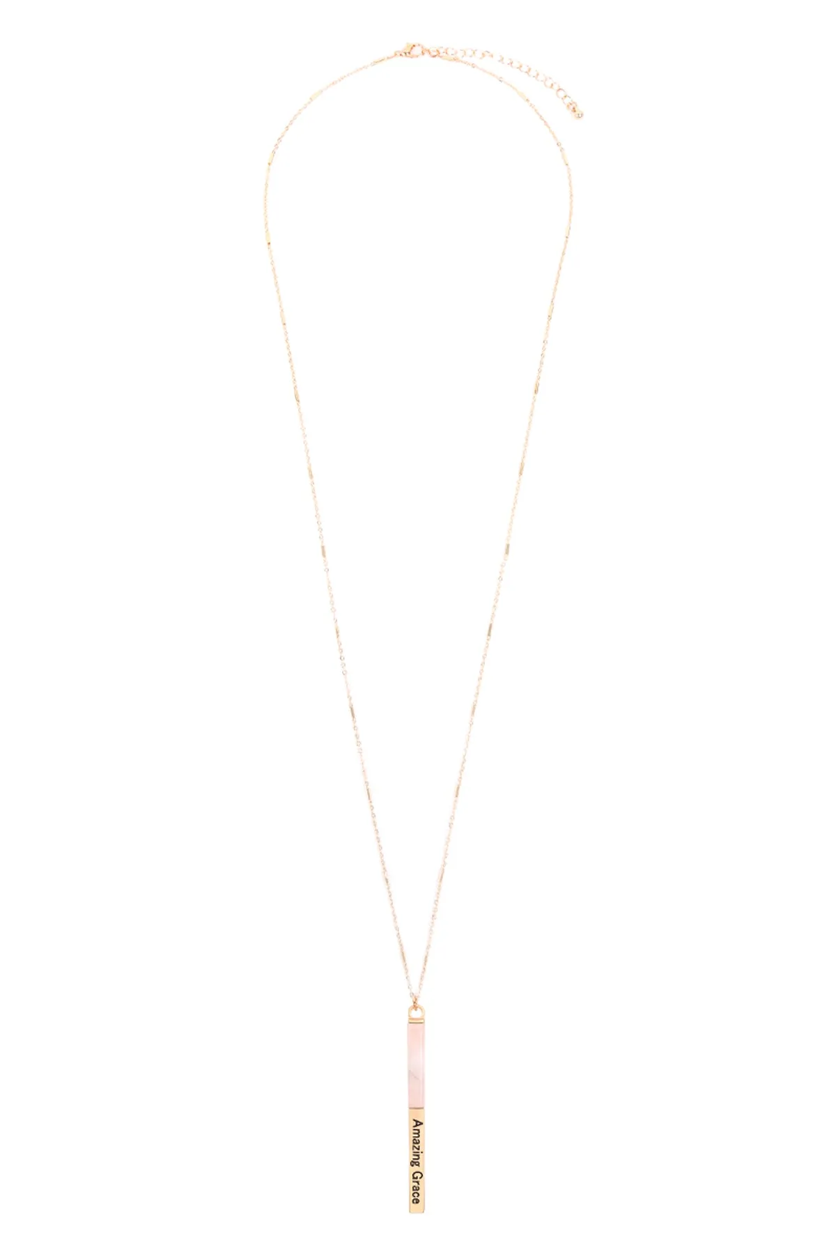 MYN1425 - "AMAZING GRACE" HALF METAL & STONE BAR PENDANT NECKLACE