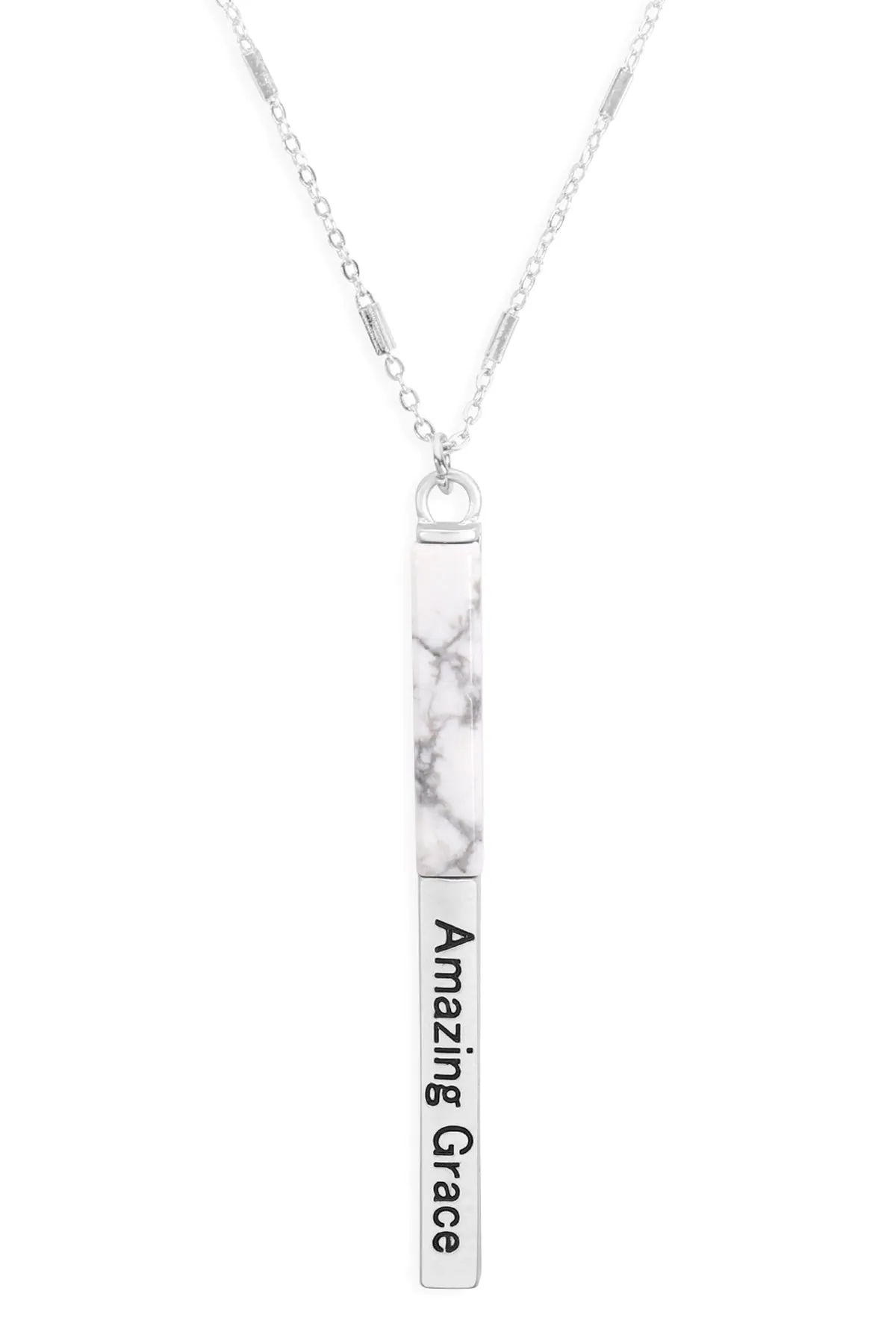 MYN1425 - "AMAZING GRACE" HALF METAL & STONE BAR PENDANT NECKLACE