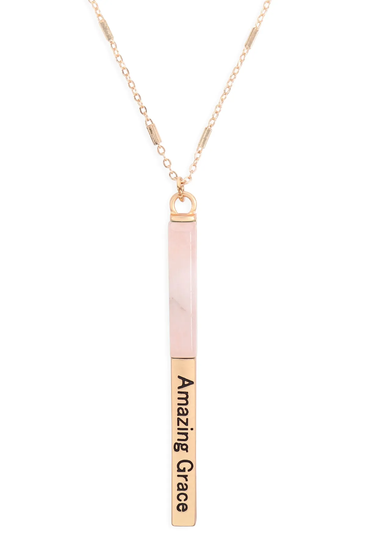 MYN1425 - "AMAZING GRACE" HALF METAL & STONE BAR PENDANT NECKLACE