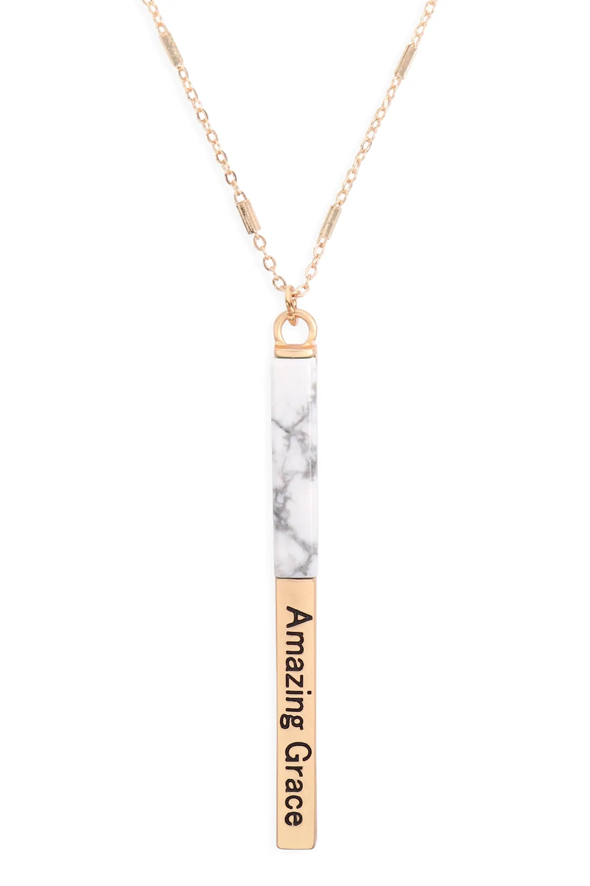MYN1425 - "AMAZING GRACE" HALF METAL & STONE BAR PENDANT NECKLACE