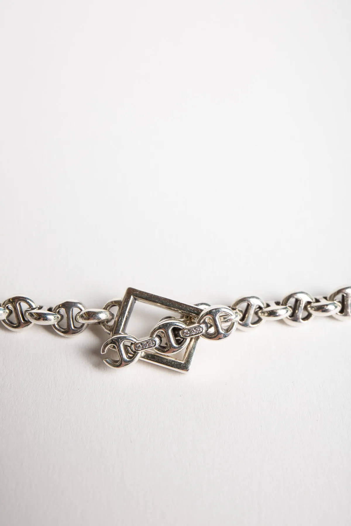 NAHMIAS | STERLING SILVER DIAMOND OPEN LINK NECKLACE