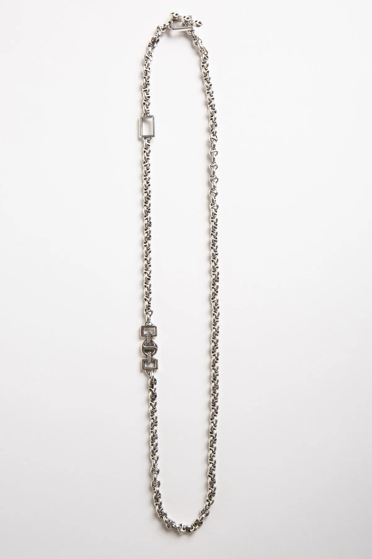 NAHMIAS | STERLING SILVER DIAMOND OPEN LINK NECKLACE