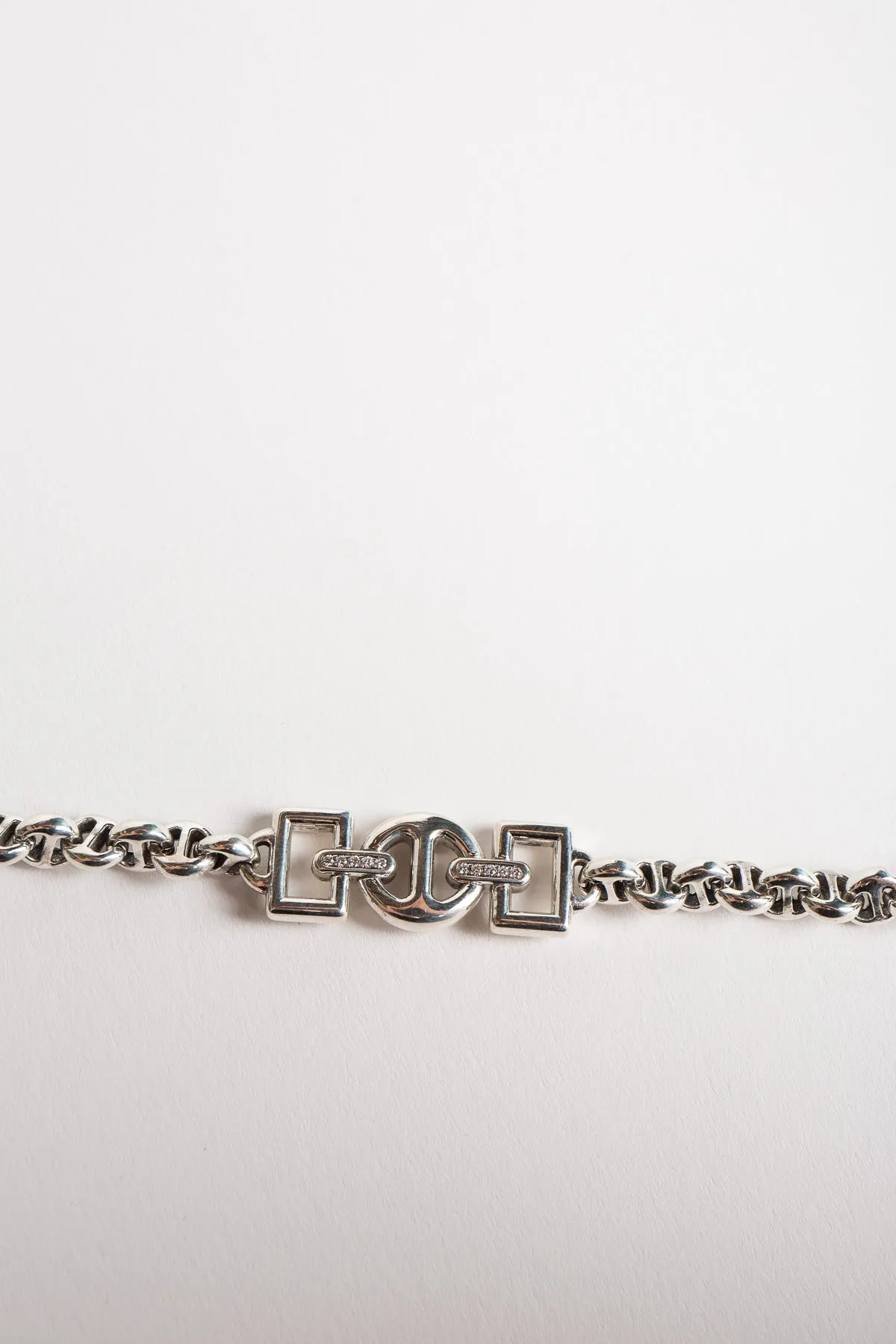 NAHMIAS | STERLING SILVER DIAMOND OPEN LINK NECKLACE