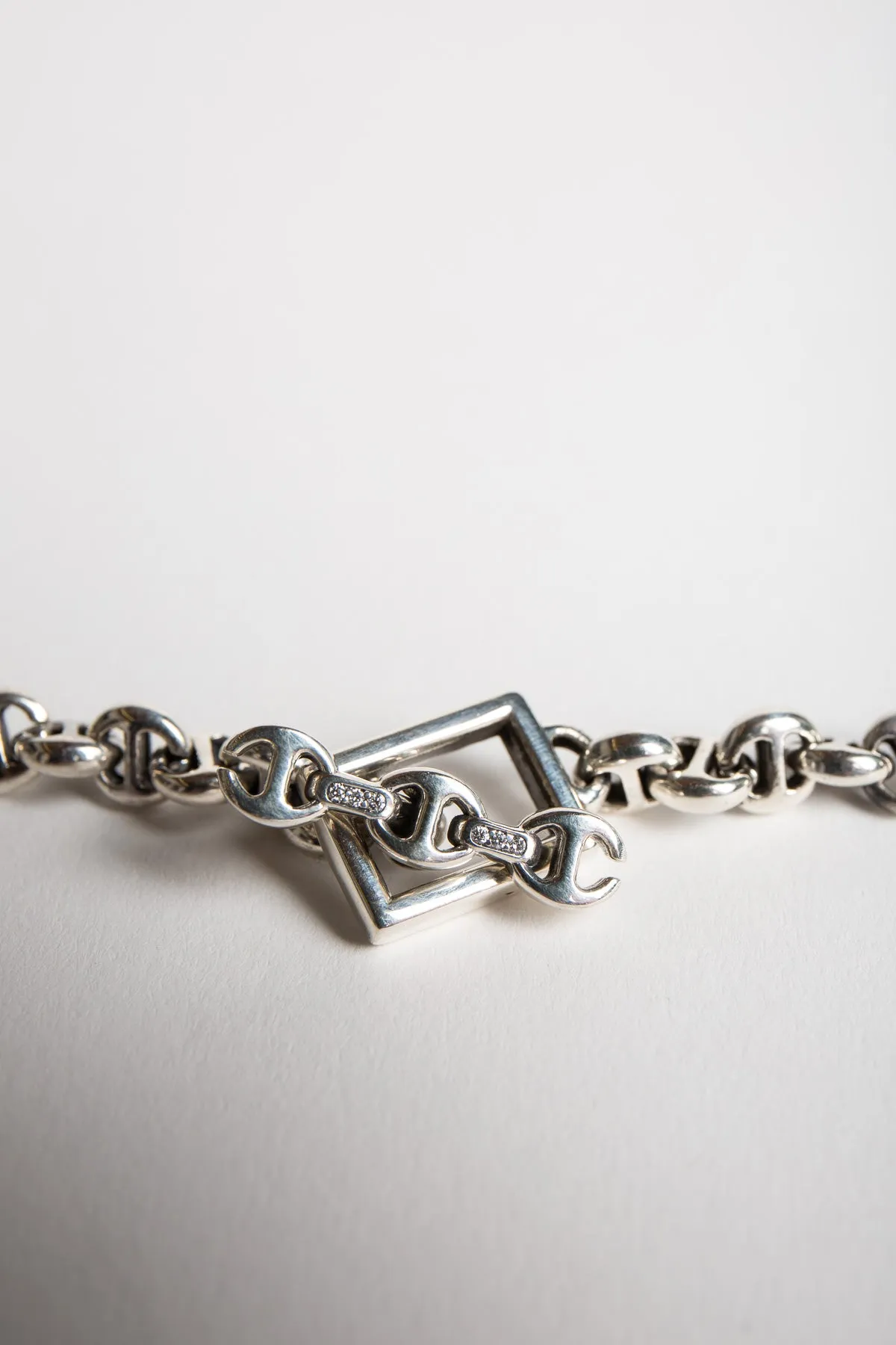NAHMIAS | STERLING SILVER DIAMOND OPEN LINK NECKLACE