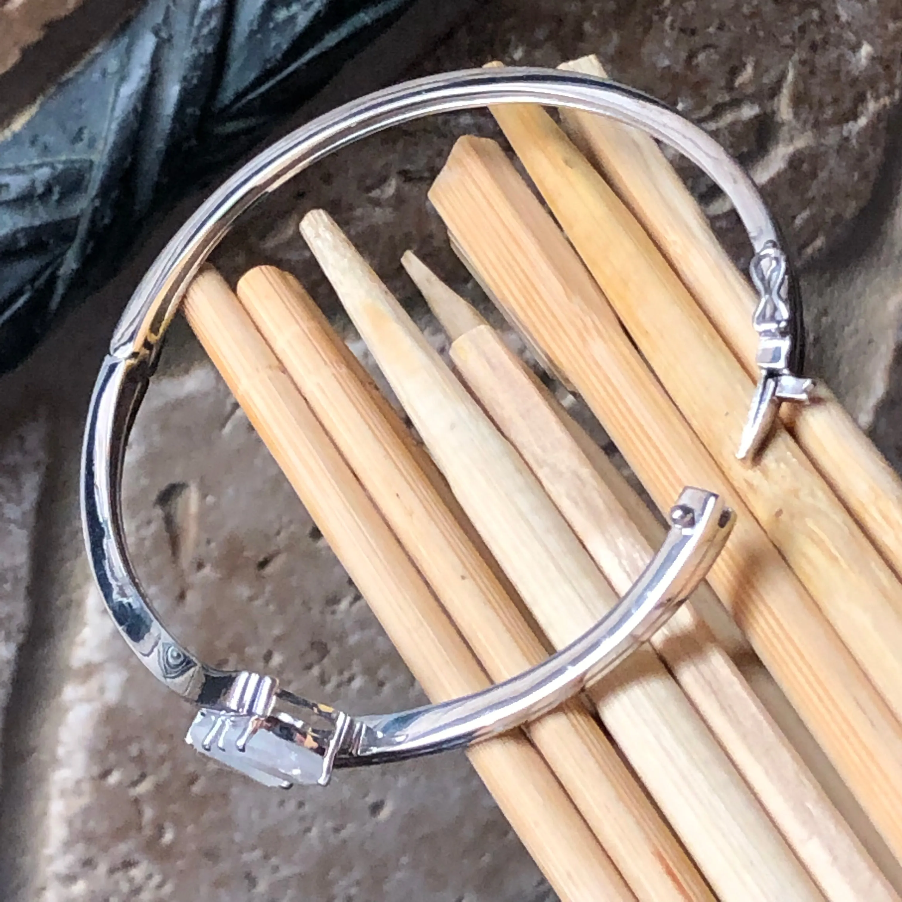 Natural Rainbow Moonstone 925 Solid Sterling Silver Cuff Bracelets