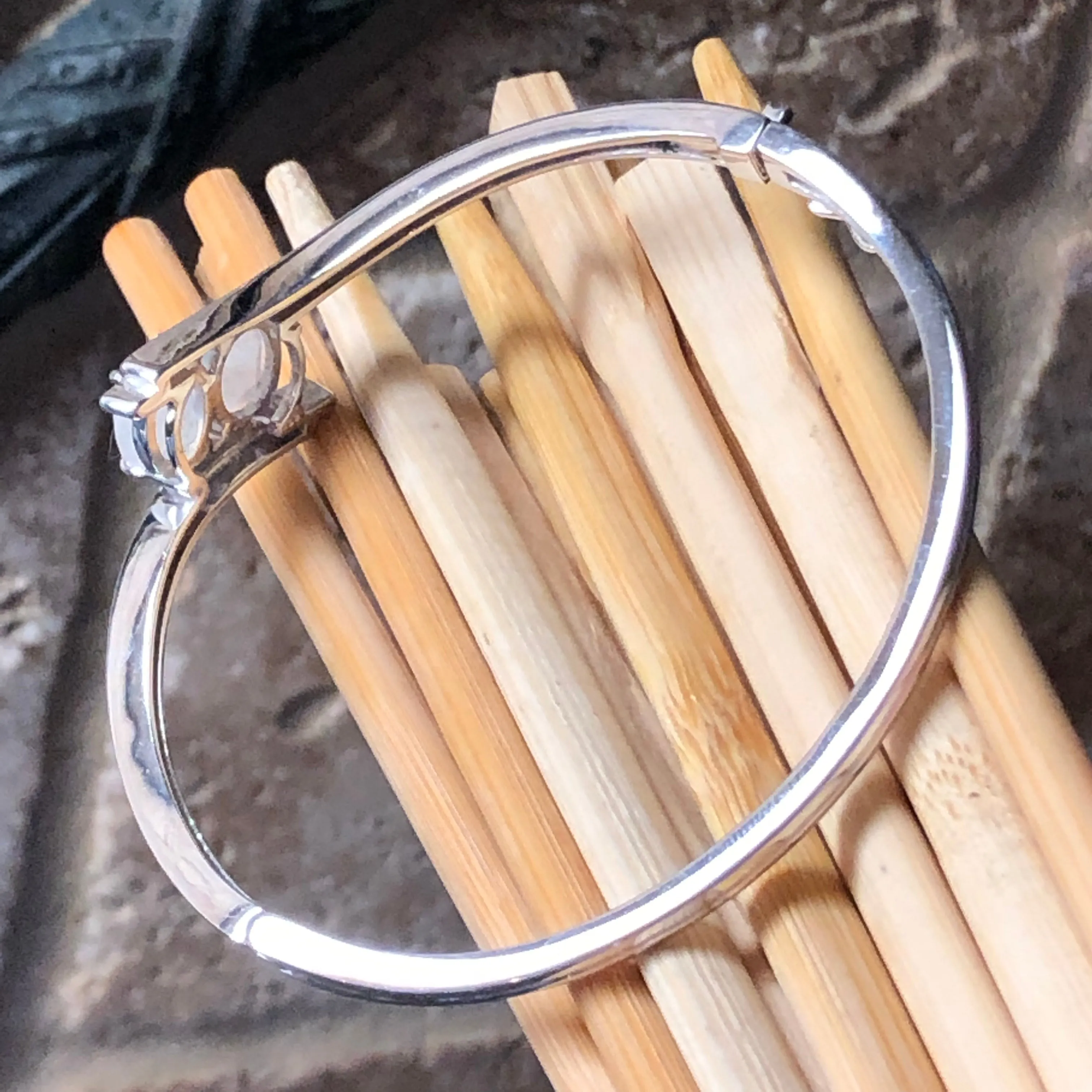 Natural Rainbow Moonstone 925 Solid Sterling Silver Cuff Bracelets