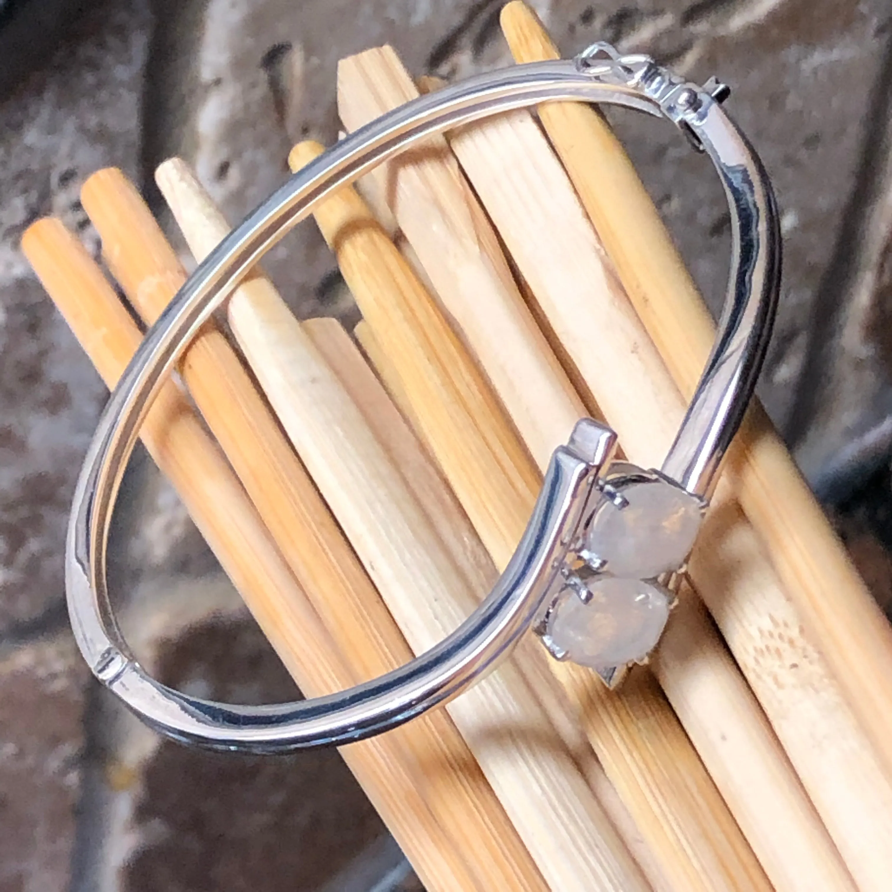 Natural Rainbow Moonstone 925 Solid Sterling Silver Cuff Bracelets