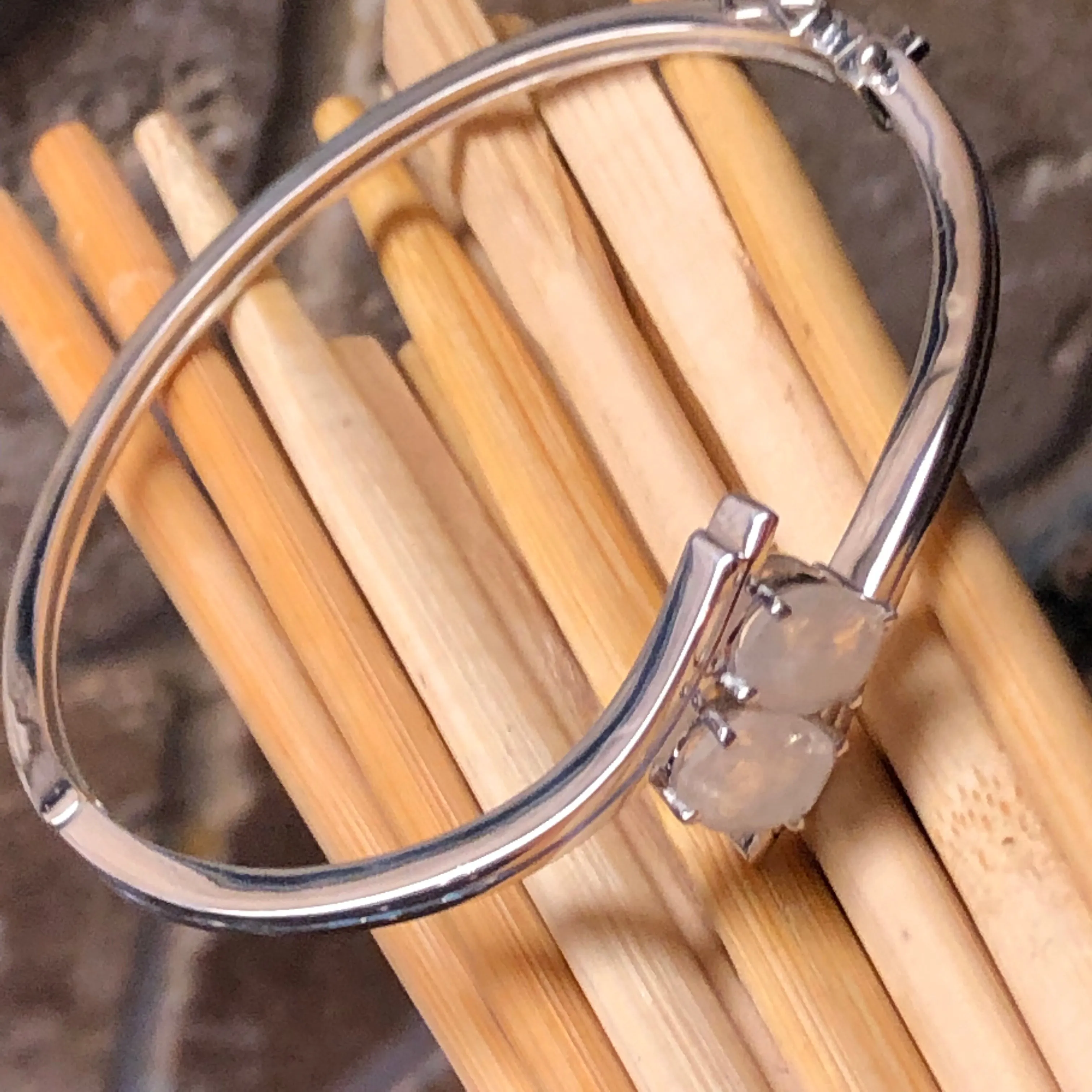 Natural Rainbow Moonstone 925 Solid Sterling Silver Cuff Bracelets
