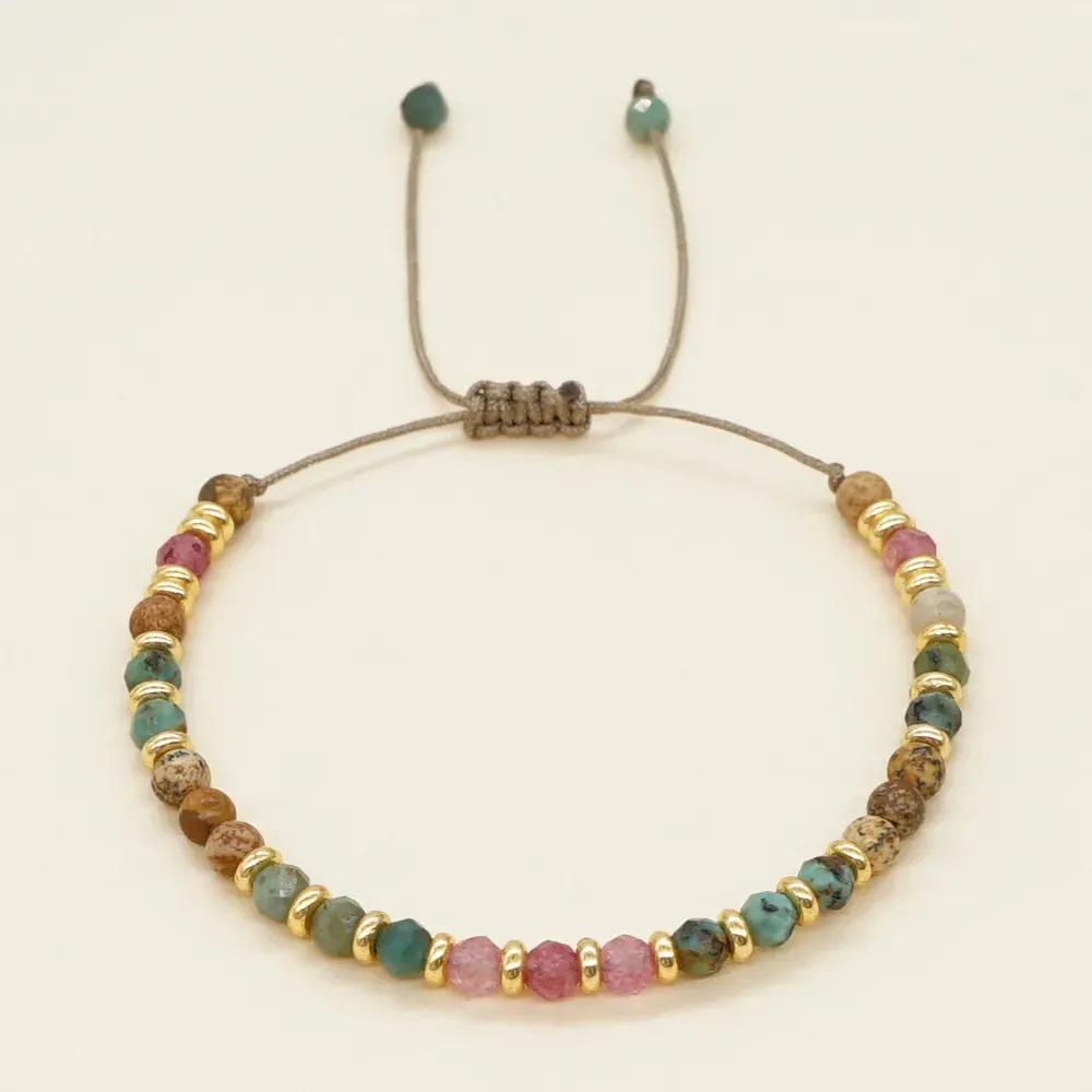 Natural Stone Gold Color Spacer Bracelets