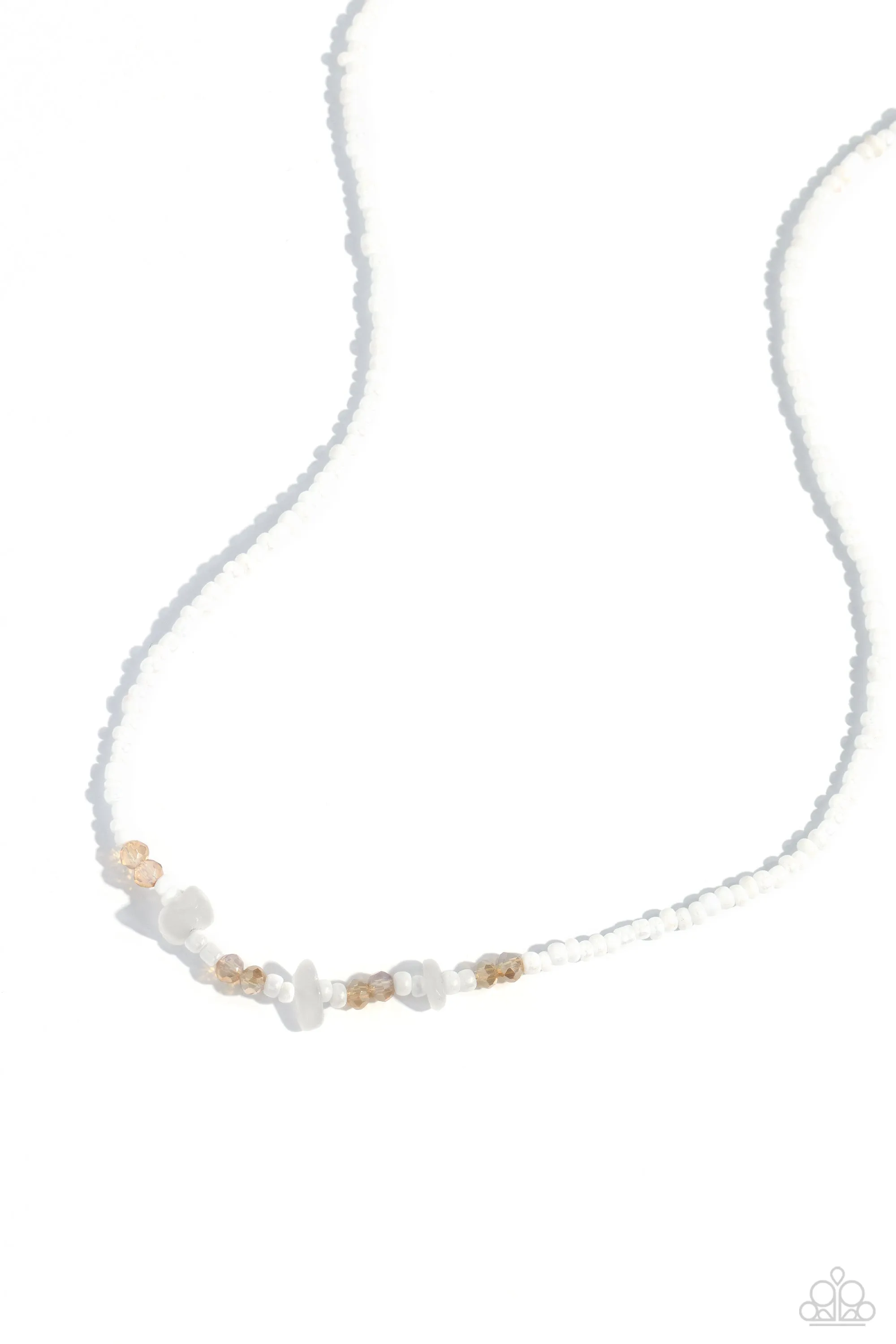 Naturally Notorious - White - Pearly Seed Bead and Natural Stone Paparazzi Short Necklace