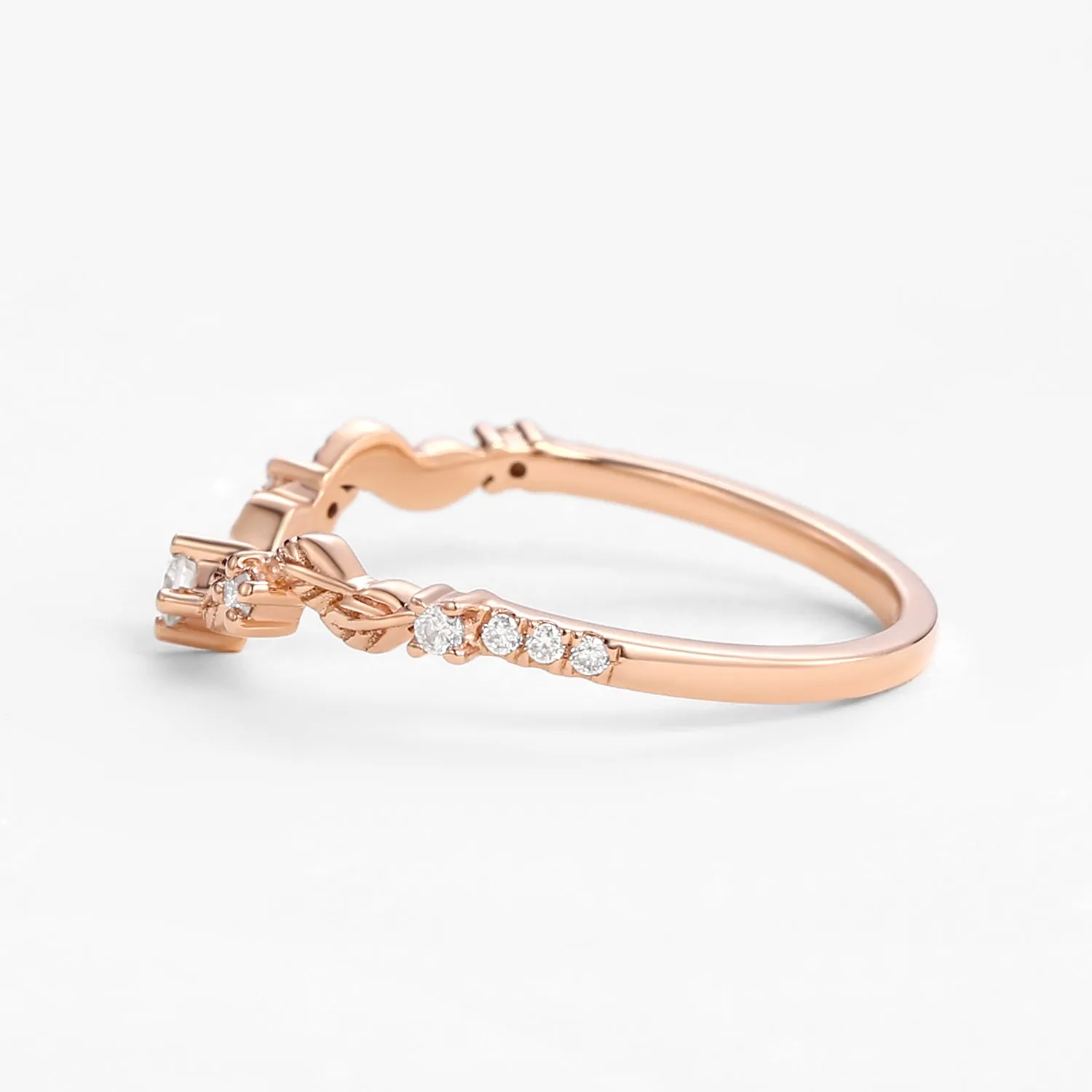 Nature Inspired Moissanite Gold Wedding Band