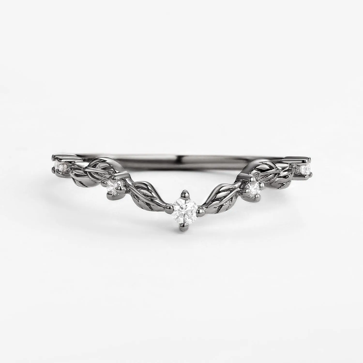 Nature Inspired Moissanite Gold Wedding Band