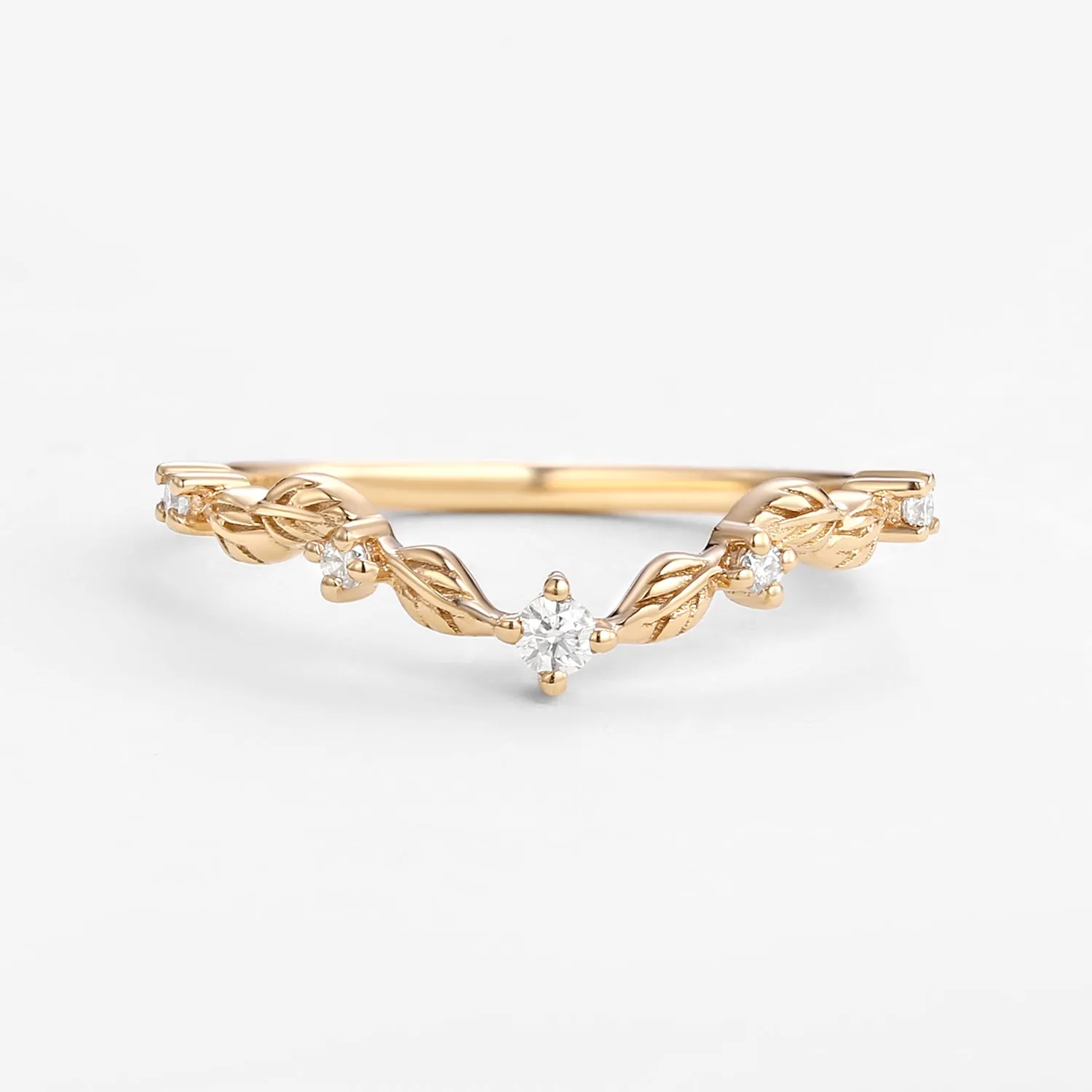 Nature Inspired Moissanite Gold Wedding Band