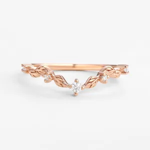 Nature Inspired Moissanite Gold Wedding Band