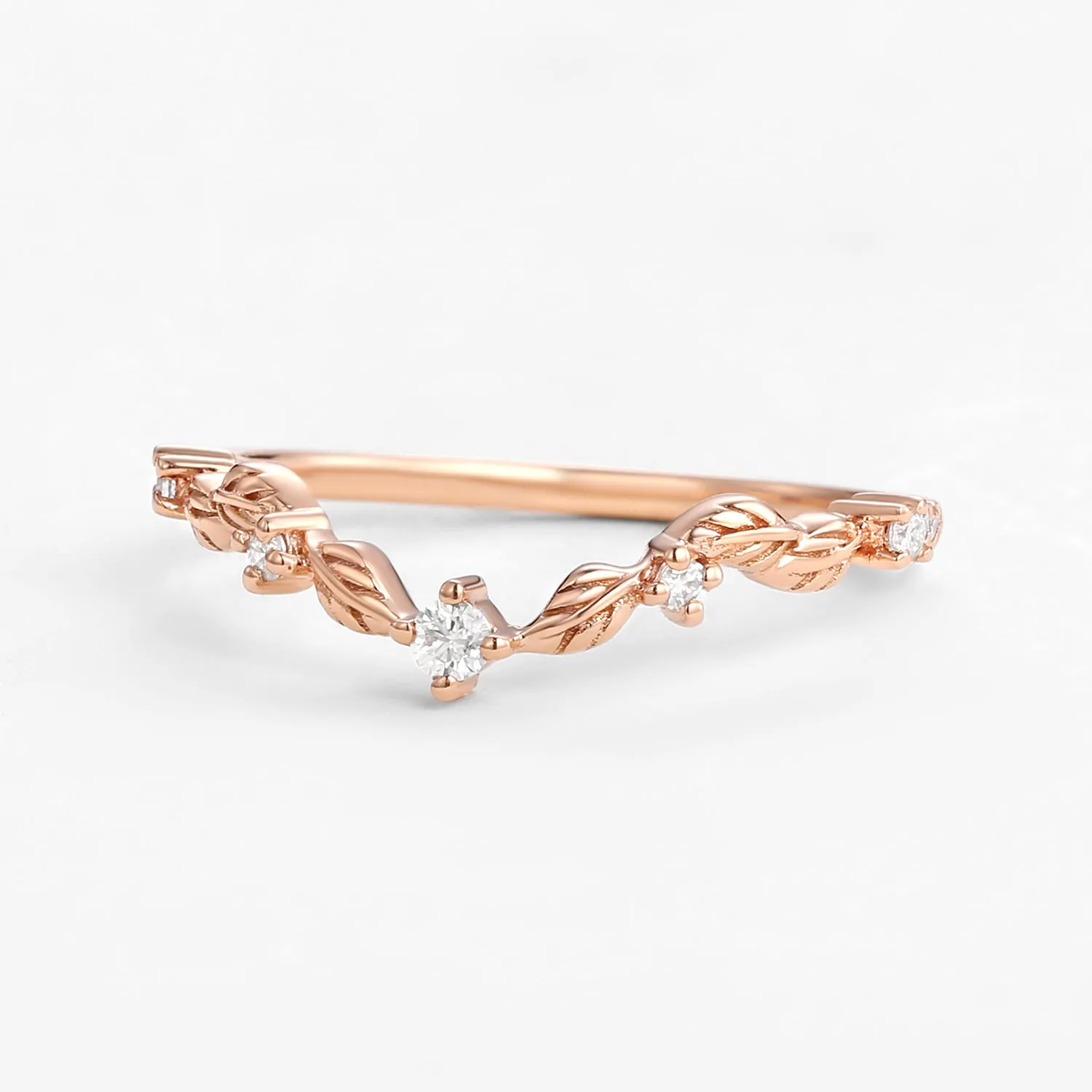 Nature Inspired Moissanite Gold Wedding Band