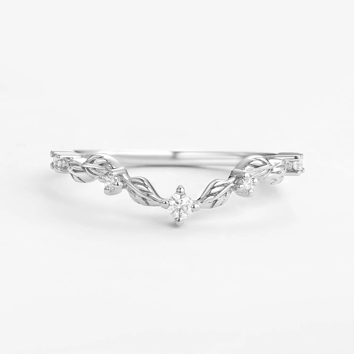 Nature Inspired Moissanite Gold Wedding Band
