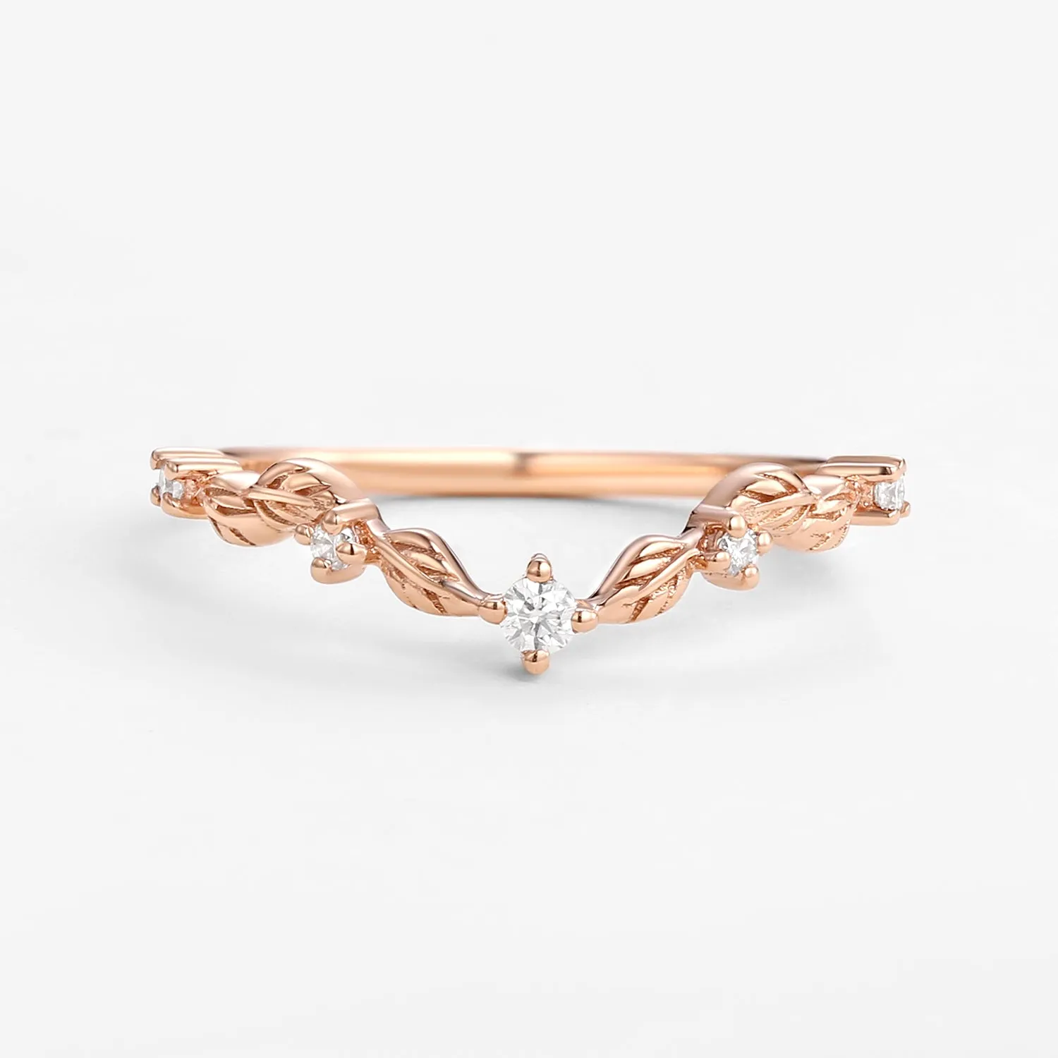 Nature Inspired Moissanite Gold Wedding Band