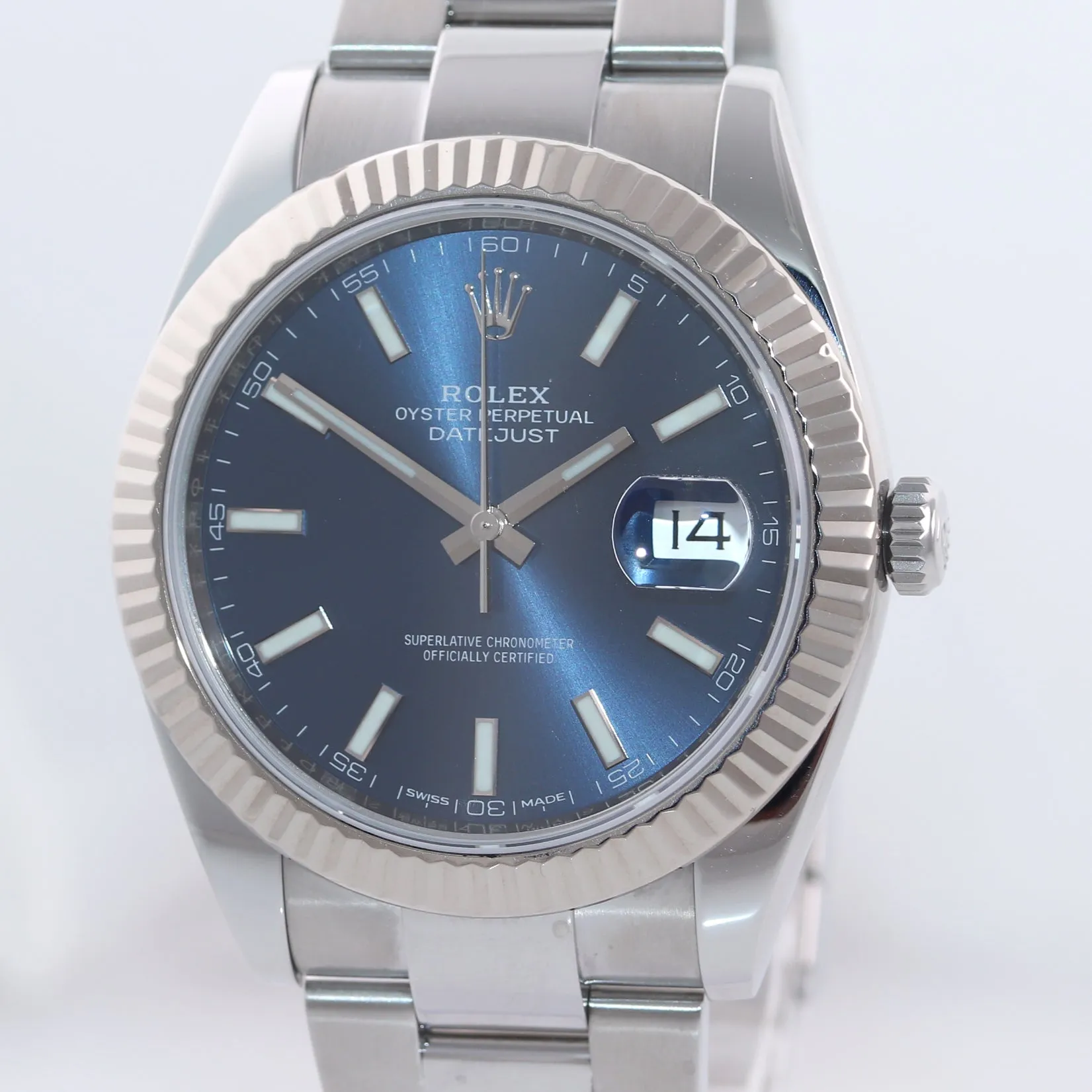 NEW 2020 Rolex DateJust 41 126334 Blue Stick Dial Steel Fluted  Oyster Watch Box