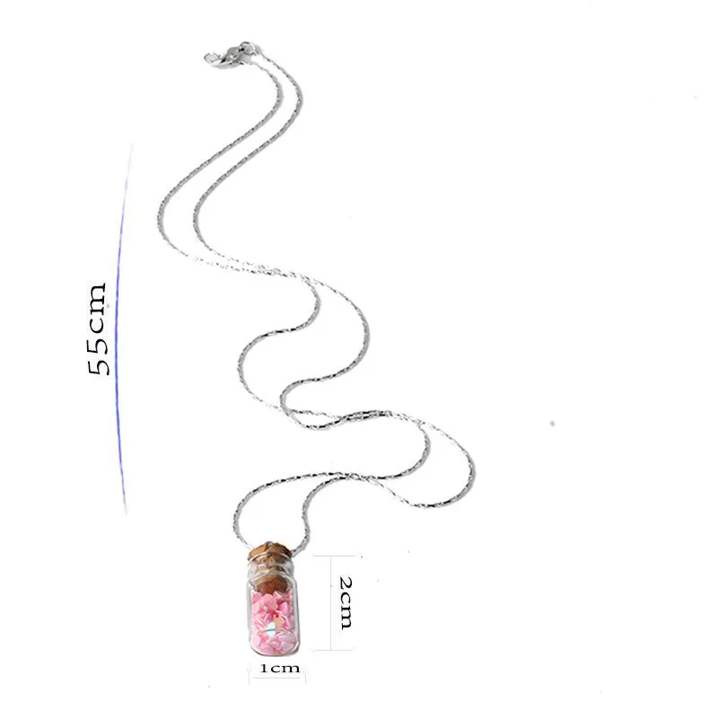 New silver chain cute charms pendant Glass Wishing bottle statement necklace & pendants For Women jewelry collares
