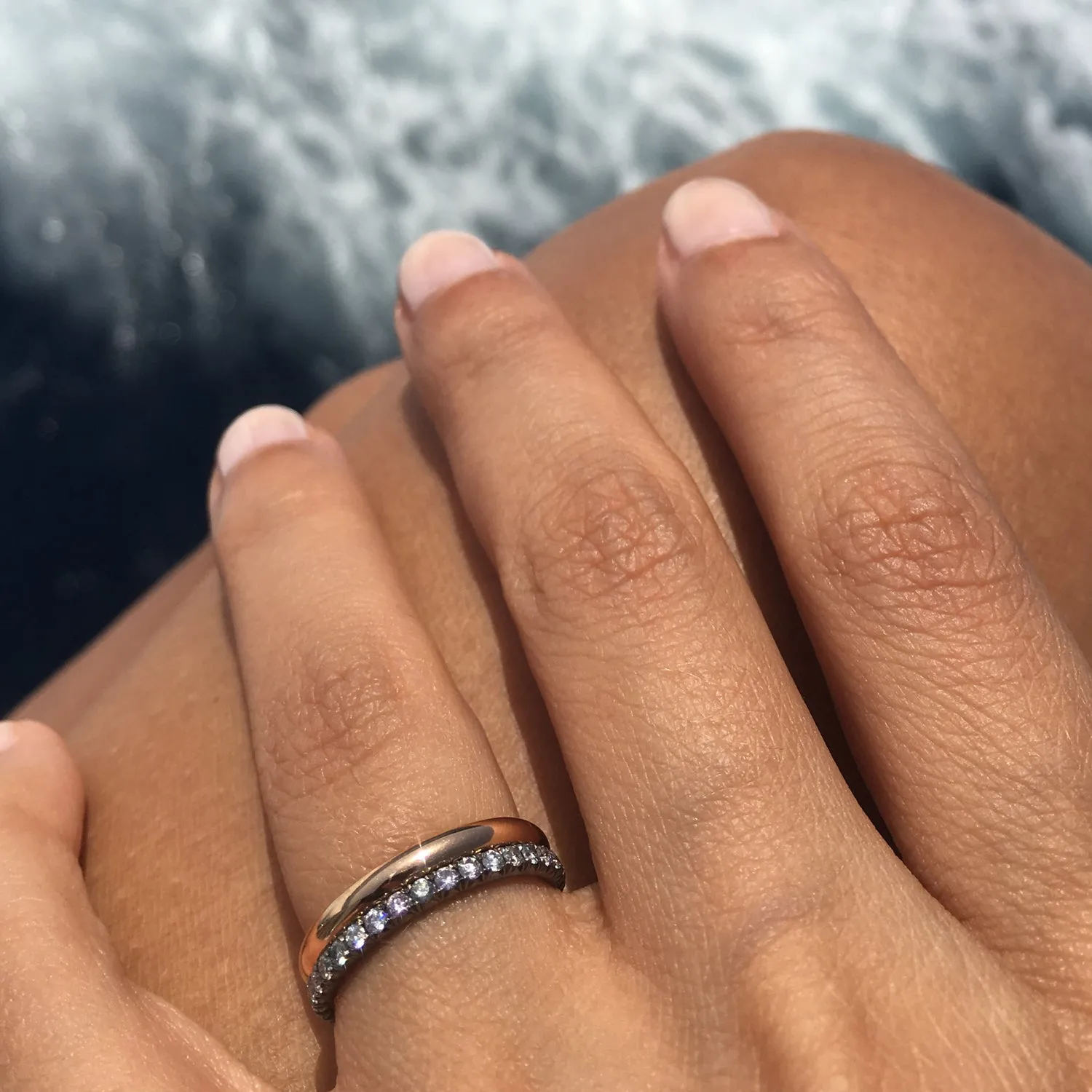 Night Sky Eternity Ring - Pink, Gray & White Diamonds