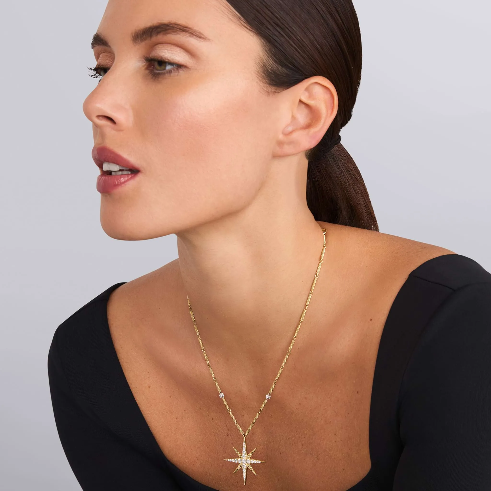 North Star 18K Gold Statement Diamond Pendant Necklace