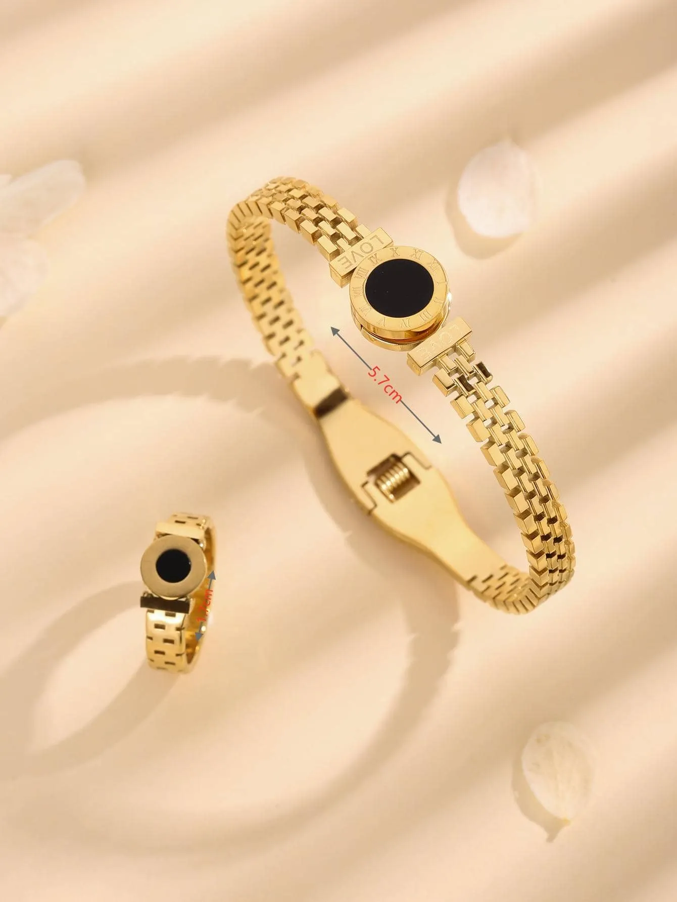 Numeral Detail Bangle & Ring - Gold