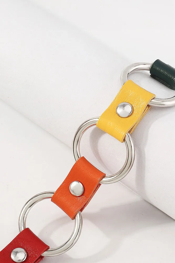 O Ring Beauty Chain & Colorful Leather Choker