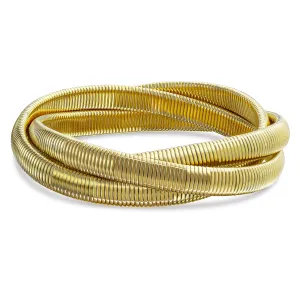 Omega Snake Cobra Wide Bangle Twisted Bracelet Set Gold Plated Stainless Steel