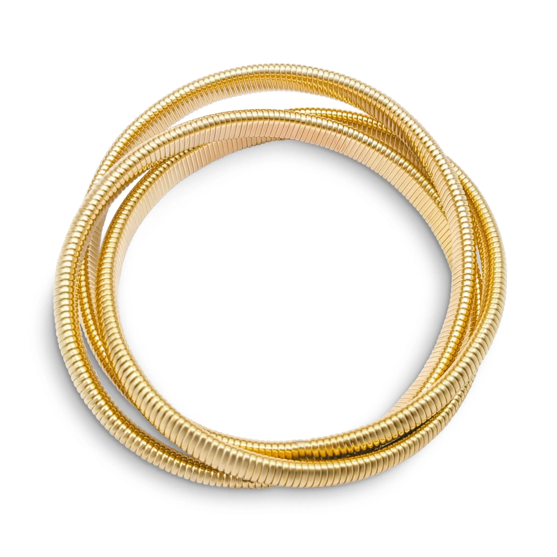 Omega Snake Cobra Wide Bangle Twisted Bracelet Set Gold Plated Stainless Steel