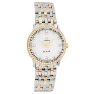 Omega Stainless Steel 18K Yellow Gold Diamond Deville Prestige 413.25.27.60.55.001