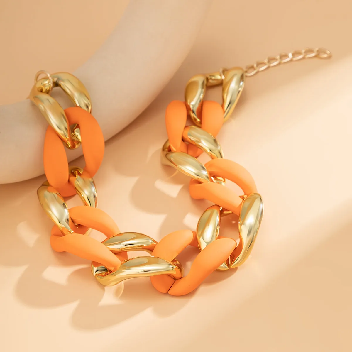 Orange Acrylic & 18K Gold-Plated Curb Chain Necklace