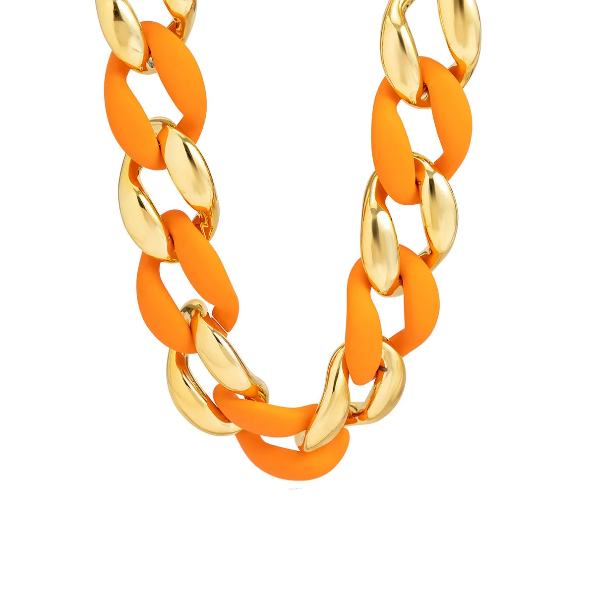 Orange Acrylic & 18K Gold-Plated Curb Chain Necklace