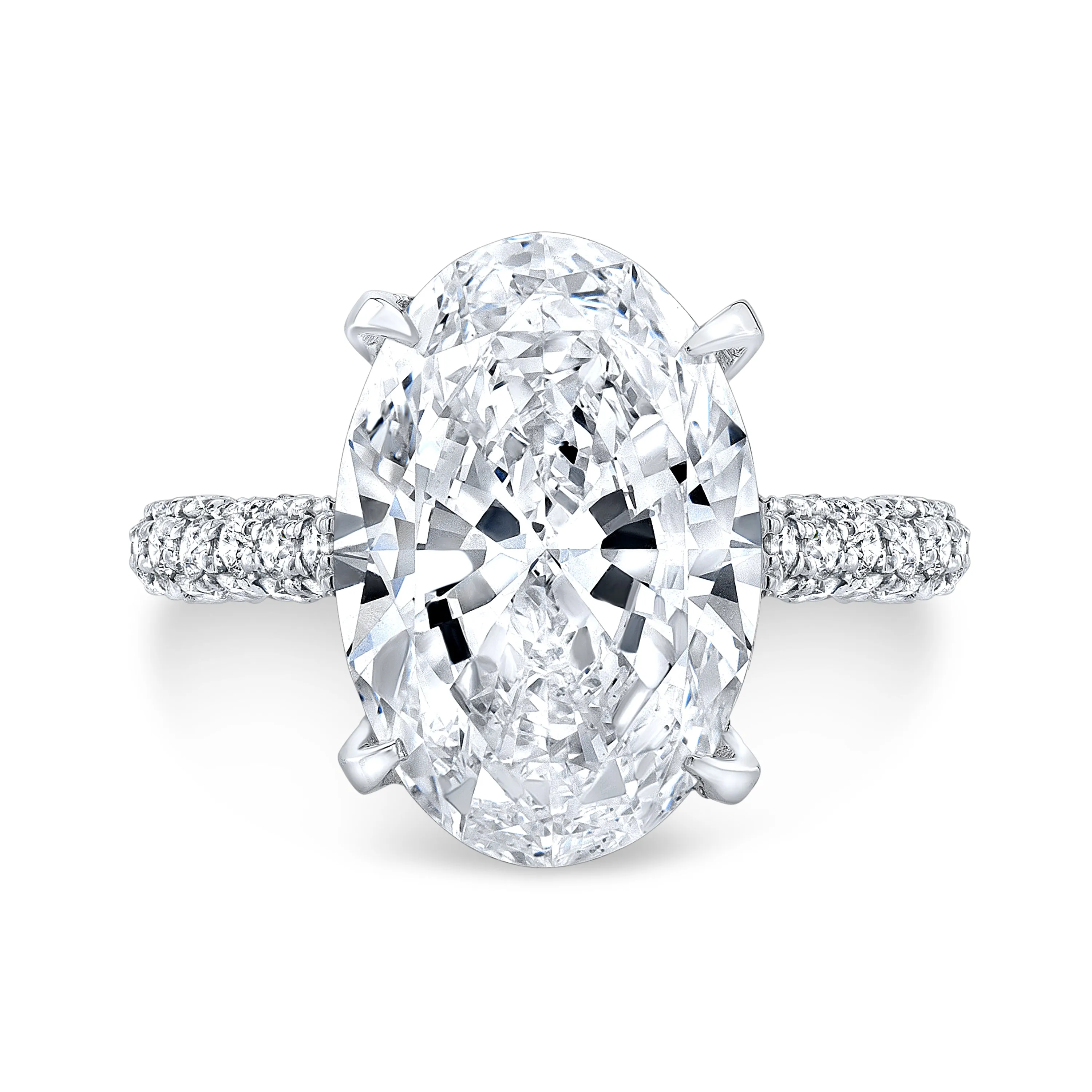 Oval Diamond Engagement Ring Mounting - Pave Diamond Hidden Halo