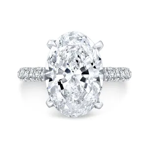 Oval Diamond Engagement Ring Mounting - Pave Diamond Hidden Halo