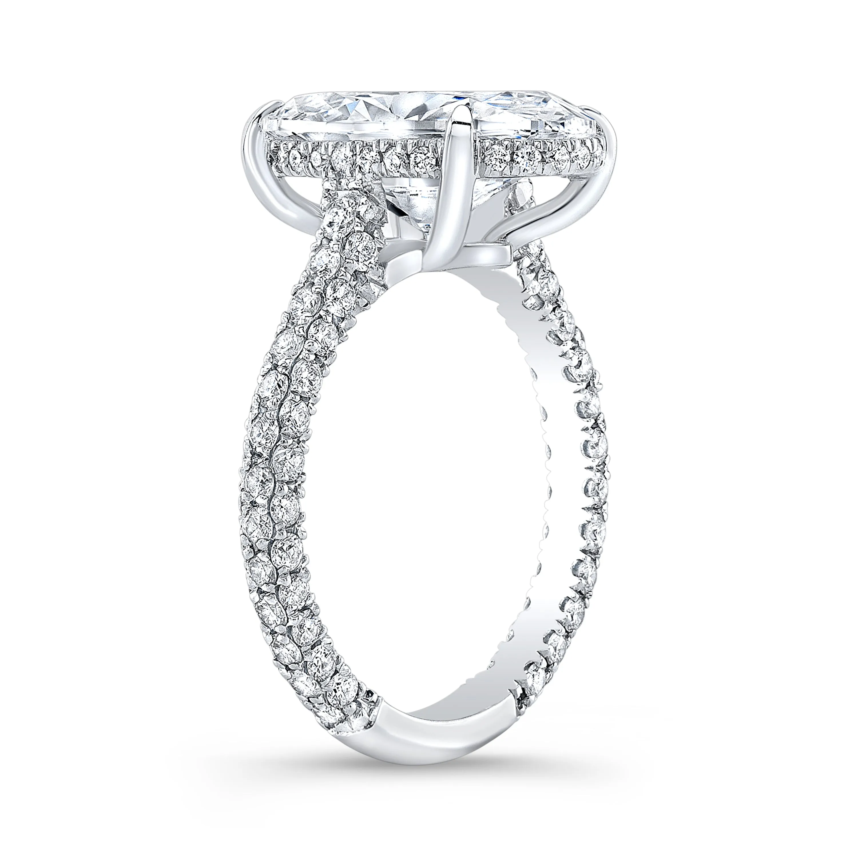 Oval Diamond Engagement Ring Mounting - Pave Diamond Hidden Halo