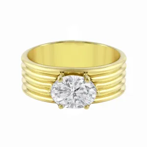 Oval Diamond Wide Ribbed Band Engagement Ring Setting